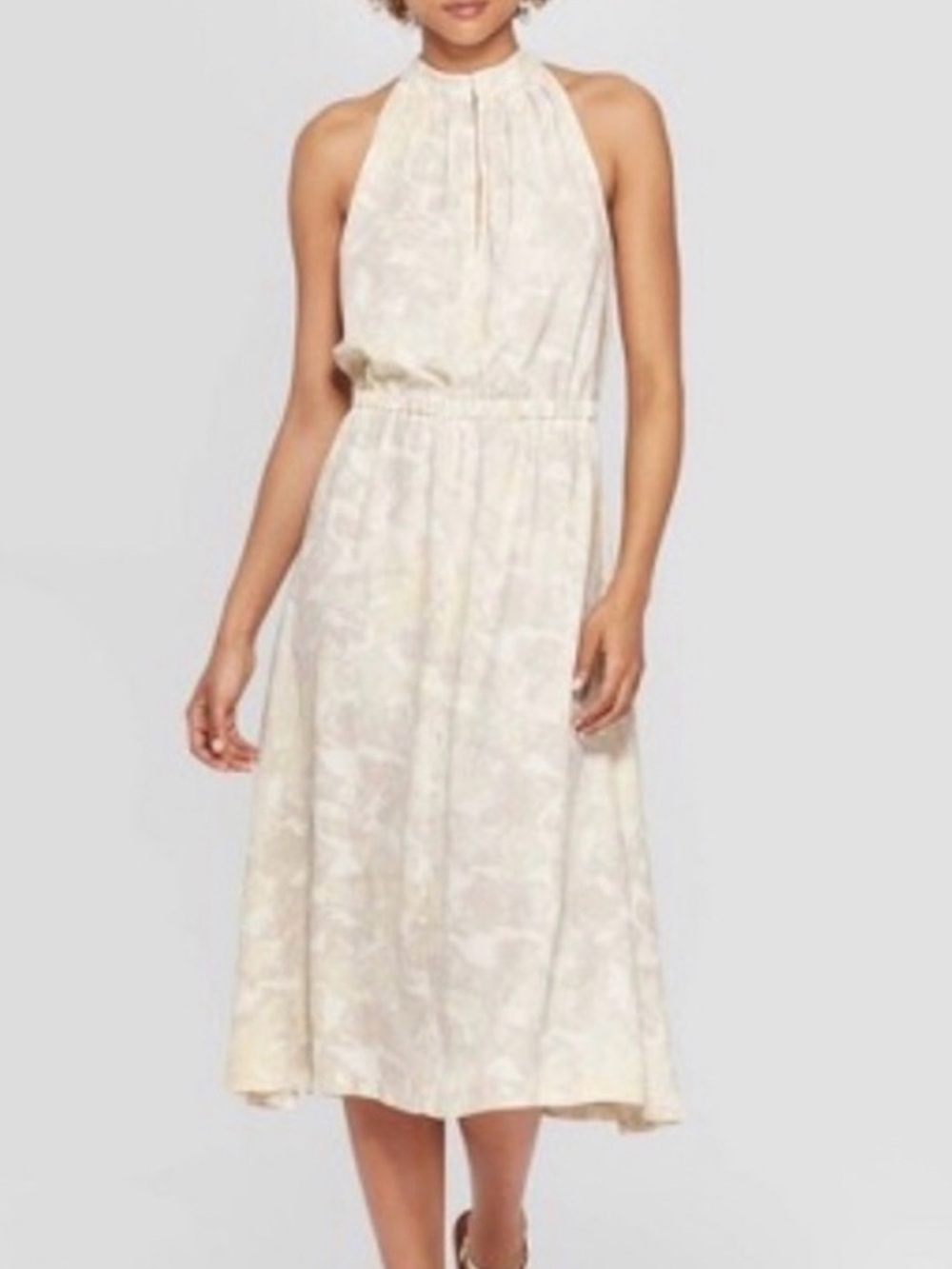 Prologue Soft Beige Halter-Style Midi Dress